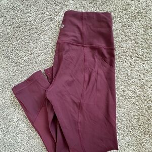 LULULEMON FAST AND FREE maroon high rise leggings size 4